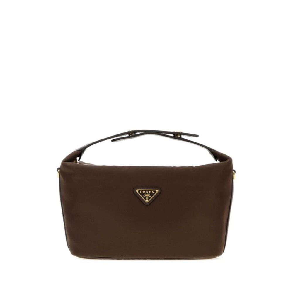 Prada Women Brown Re-Nylon Mini Prada Cherie Handbag
